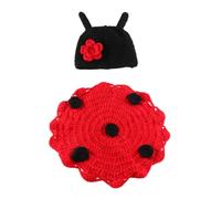 Alipis Photography Prop Set 7-Star Ladybug Crochet Hat and Cape Costume Newborn Unisex Outfit for Photo Studio Sessions