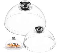 Alipis Plastic Cake Stand, Transparent Cake Cover Cake Stand with Dome Lid, Decorative Cake Dome Cake Display Stand for Kitchen Dessert Pie Cheese Birthday Party, 2 PCS
