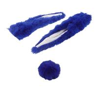 Alipis Plush Bunny Ears Helmet Decorations Set Dark Blue Self-adhesive Motorcycle Helmet Accessories with Rabbit Tail