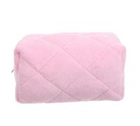Alipis Plush Makeup Storage Bag with Large Capacity and Compact Design, Cute Pink Cosmetic Pouch Protecting Skincare Products, Travel Makeup Bag for Women