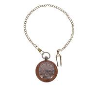Alipis Pocket Watch Featuring Glass and Alloy Materials Retro Style Wooden with Chain, Decorative Hanging Watch Portable Time Viewing Accessory for Daily Use and Attending a Party