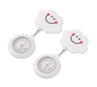 Alipis Pocket Watches for Retractable 2pcs Nurse with Silicone Strong Wear-Resistant White Cloud Shape Hanging Chest Watch and Nurses Students