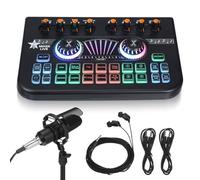 Alipis Podcast Microphone and X3-Bm700 Live Sound Card Audio Mixer Bundle with Voice Changer for Streaming, Gaming, and Podcast Production