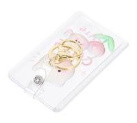 Alipis Portable Acrylic Id Card Badge Holder with Keychain for Students, Bus and Meal Cards, Work Pass Sleeve, Pink Bear Pattern, Random Design Random Style