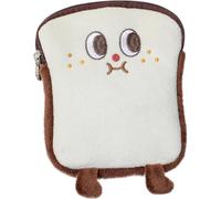 Alipis Portable Plush Coin Purse with Multi-Purpose Storage, Brown Cartoon Toast Design, Chic and Lovely Small Wallet Suitable for Office and Outdoor Use