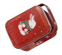 Alipis Portable Tinplate Easter Candy Box with Adorable Bunny Pattern, Delicate Red Biscuit Storage Box for Travel and Packaging Small Mints, Easter Festival Decor