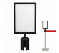 Alipis Poster Stand, Sign Holder, A4 Vertical Sign Frame for Retractable Belt Post, Universal Metal Poster Display Stand for Queue Line, Airport, Hotel and Bank, Black