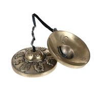Alipis Pure Copper Handmade Meditation Cymbals Bell with Eight Auspicious Symbols for Yoga and Religious Ceremonies Sound Healing Percussion Instrument for Mindfulness and Spiritual