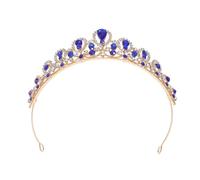 Alipis Queen Tiara Baroque Crown: Vintage Blue Crown Headband Tiara Rhinestone Headpiece Wedding Headband For Bachelorette Party Prom