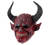 Alipis Red Horned Devil Mask for Adults with Elastic Strap Design and Adequate Airflow, Foam Material Halloween Cosplay Demon Mask for Masquerade Parties and Cosplay Events