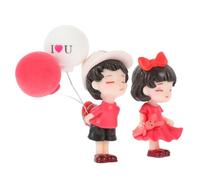 Alipis Resin Couple Doll Car Dashboard Ornament with Red and White Balloons Cute Romantic Car Interior Decoration for Couples for Festive Atmosphere