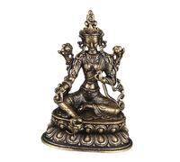 Alipis Retro Brass Buddha Garden Statue, Copper Brass Tara Statue with Classic Golden Finish, Desktop Decor for Home Office, Buddha Sculpture Gift Ornament
