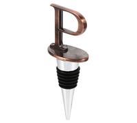Alipis Reusable Silicone Wine Bottle Stopper with Metal Letter P Airtight Seal Plug for Wine Preservation Unique Decorative Design Smooth Edges and Parties