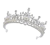 Alipis Rhinestone Wedding Tiara Silver Zinc Alloy Headpiece with Pins on Both Ends, Princess Queen Style Bride Headband for Wedding and Halloween