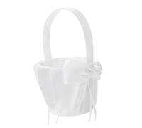 Alipis Romantic White Flower Girl Basket for Wedding Handmade Rattan Lace Basket Suitable for Anniversaries and Religious Events