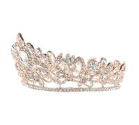 Alipis Rose Gold Bridal Crown Full Crystal Circle Wedding Tiara Hair Accessory Women’s Chic Queen Headdress for Brides and Special Occasions