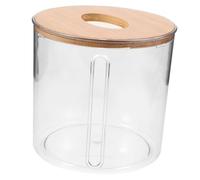Alipis Round Tissue Box Holder Bamboo Wooden Lid, Napkin Storage Case, Paper Towel Dispenser for Kitchen and Bathroom