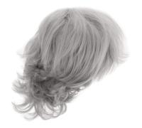 Alipis Short Curly Grey Cosplay Wig for Elderly Women Stylish Silver Grandma Costume Hairpiece Easy Wear Synthetic Short Wigs for Halloween Party and White Older Ladies