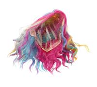 Alipis Short Rainbow Colored Mermaid Cosplay Wig for Women and Curly Wavy Synthetic Hair with Vibrant Colors Low Maintenance Style for Halloween Party and Holiday Events