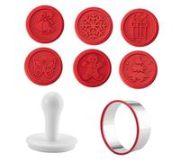 Alipis Silicone Christmas Cookie Baking Embossing Molds Manual Moulds for Christmas Baking Kit Includes Round and Cookie Molds