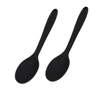 Alipis Silicone Cooking Spoons Set Kitchen Soup Spoons 2pcs Black with Non-Stick Surface and Ergonomic Design for Stirring, Mixing and Serving
