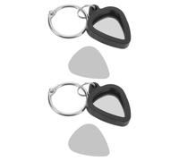 Alipis Silicone Guitar Holder Keychain with 4 Stainless Steel Picks Plectrum Key Fob Black