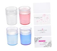 Alipis Silicone Manicure Stamper Set 4 Colors 8pcs 3.8cm Handheld Nail Art Stampers with Heads and Lids Diy Nail Salon Tools for Home Use