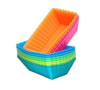 Alipis Silicone Rectangular Muffin Cups Baking Mould 12pcs Non-Stick Cake Mold Set Random Colors for Home Kitchen Dessert Baking