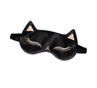 Alipis Silk Eyeshade Cat Ice Compress Sleeping Mask, Adjustable Buckle, Lightweight, Black, for Home and Travel, Improves Sleep Quality, Relieves Eye Fatigue, for Women