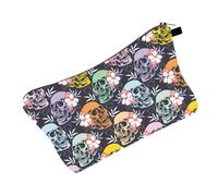 Alipis Skull Makeup Bag Portable Cosmetic Storage Pouch for Women, Lightweight Polyester Material with Sufficient Capacity, Convenient for Storing Cosmetics During Outdoor Activity