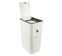Alipis Slim Trash Can 10L Reusable Trash Can Garbage Can with Press Top Lid Modern Waste Basket Rubbish Bin Container for Home Office Bathroom White