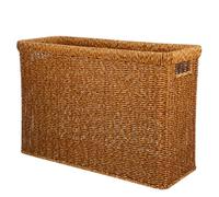 Alipis Slim Woven Document Organizer Japanese Style Imitation Rattan Storage Basket for Office Home and School for Magazines Files and Stationery Deep