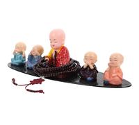 Alipis Solar Powered Little Monk Bobblehead Resin Figurine with Automatic Wood Fish Knocking Function for Car Dashboard and Desk Decoration