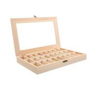 Alipis Solid Wood Rock Display Case with Transparent Lid Mineral Specimen Storage Box with Compartments for Collectibles Crystal Holder for Geological Teaching and Museum Collections