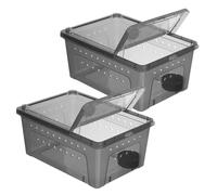 Alipis Spacious Black Plastic Reptile Feeding Box with Integrated Water Dish for Scorpion and Leopard Gecko, Portable Pp Pet Keeping Tank Suitable for Spider Breeding Habitat