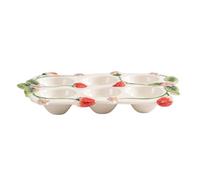 Alipis Stackable Ceramic Egg Holder with 6-Hole Design and Strawberry Motif for Fridge and Kitchen Counter Space Saving