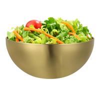 Alipis Stainless Gold Salad Bowl 7.87 in Metal Mixing Serving Kitchen Bowls | 20cm steel dish, hammered design for chic snack presentation, ideal for family parties, single gold piece
