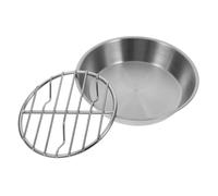 Alipis Stainless Steel Baking Tray with Cooling Rack Set for Home Use, Circular 304 Material BBQ Plate and Baking Pan, Separates Oil and Water Efficiently