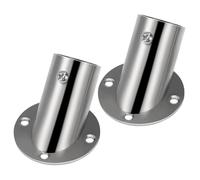 Alipis Stainless Steel Bevel Flange Seat 2-Pack 2.56In Angled Closet Rod Holders with Brushed Finish Secure Wardrobe and Bathroom Towel Bar Brackets for Stable Tube Support