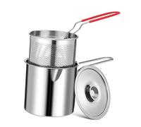 Alipis Stainless Steel Deep Fryer Pot 12l Three-piece Set with Filter Basket and Lid, Sturdy 304 Material for Efficient Oil Filtration, Compact Design for Single Households and Travel