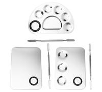 Alipis Stainless Steel Makeup Palettes 3 Sets Multipurpose Manicure Pallet Cosmetic Foundation Mixing Boards for Nail Art Salon Supplies