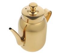Alipis Stainless Steel Oil Container Fine Mesh Strainer 420ml Gold Multi-function Dispenser for Soy Sauce and Cooking Oil for Kitchen Storage