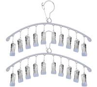 Alipis Stainless Steel Sock Drying Rack with Clips 10-Peg Multi-Functional Windproof Hanger for Socks Hats and Underwear Space-Saving Laundry Organizer