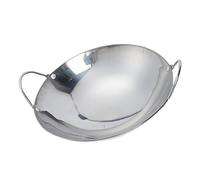 Alipis Stainless Steel Wok and Korean Ramen Pot 9-inch Thickened Round Bottom Double Handle Seafood Cooking Pan Suitable for Home and Bar Use