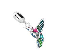 Alipis Sterling Silver Kingfisher Pendant for Bracelet Making Colorful Drip Charm DIY Bangle Accessory Cute Bird Jewelry for Women Necklace and Phone Decoration