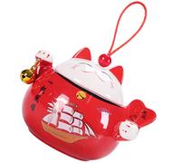 Alipis Storage Jar Cat Treat Cookie Jar Cat Cookie Candy Japanese Bowl Fortune Tea Tea Containers Canister with Lid Ceramics Decorate Animal