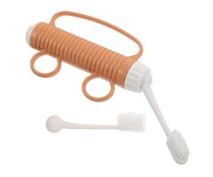 Alipis Therapy Toothbrush with Replaceable Head and Ergonomic Grip, Long Handle for Elderly and Hemiplegic Patients, Finger Loops for Stability and Adaptive Oral Care