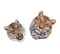 Alipis Tiger Embroidery Patches Assorted Colour for Clothes and Hats 2pcs Silk Ironed-on Tiger Fabric Patch for Casual Wear and Items