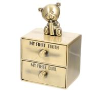 Alipis Tooth Storage Box with 2 Drawers Lightweight Portable Zinc Alloy Bear Shape Teeth Keepsake Box for Boys and Infants
