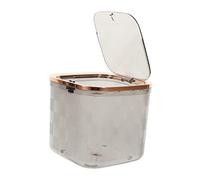 Alipis Transparent Press Lid Mini Desktop Trash Can Small Stylish Wastebasket for Bedroom Desk Compact Garbage Bin with Non Slip Base Modern Tabletop Organizer for Makeup Office Vanity